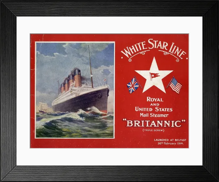 Framed Print : White Star Line, RMS Britannic - brochure cover Framed Print : White Star Line, RMS Britannic - brochure cover