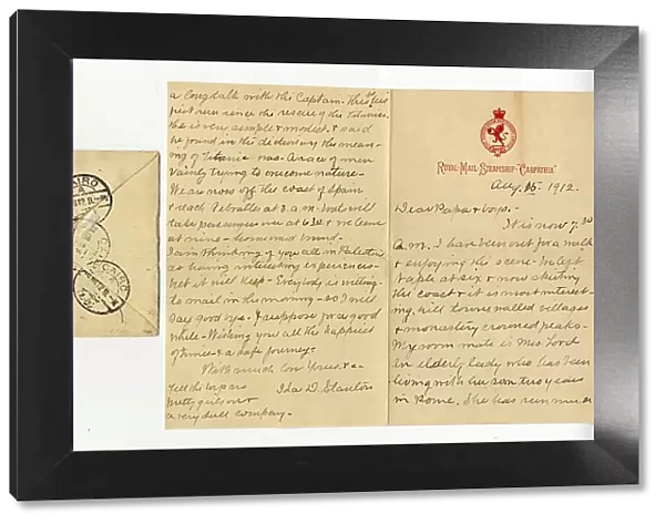 Letter written by Ida Stanton on board RMS Carpathia