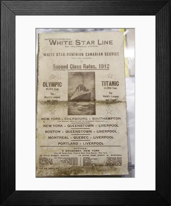 Framed Print : White Star Line, Olympic and Titanic, brochure cover Framed Print : White Star Line, Olympic and Titanic, brochure cover
