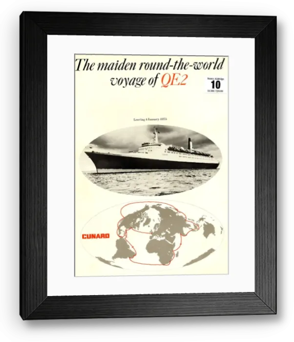 Framed Print : Cunard QE2 maiden round the world voyage brochure Framed Print : Cunard QE2 maiden round the world voyage brochure