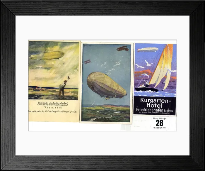 Framed Print : Zeppelin airship - three postcards Framed Print : Zeppelin airship - three postcards