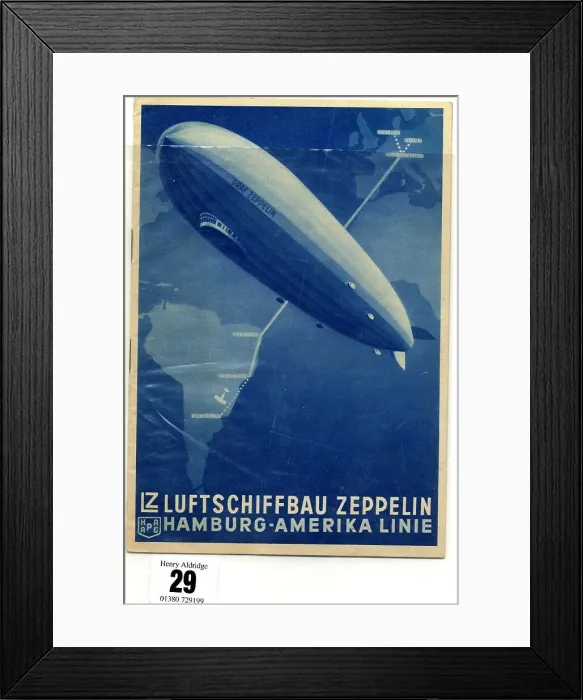 Framed Print : Zeppelin airship, Hamburg-America Line, brochure Framed Print : Zeppelin airship, Hamburg-America Line, brochure