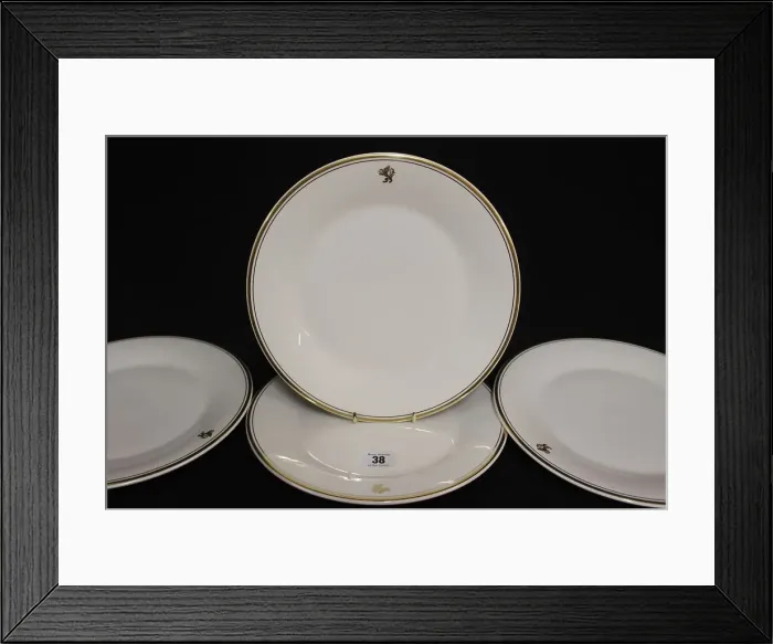 Framed Print : Cunard Line, Royal Doulton QE2 dinner plates Framed Print : Cunard Line, Royal Doulton QE2 dinner plates