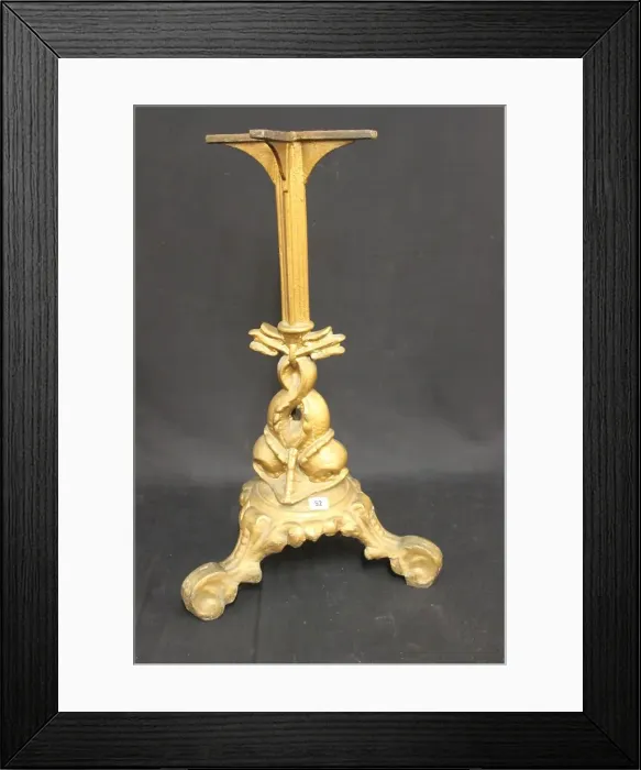 Framed Print : Cast iron ship's table base with fish design Framed Print : Cast iron ship's table base with fish design