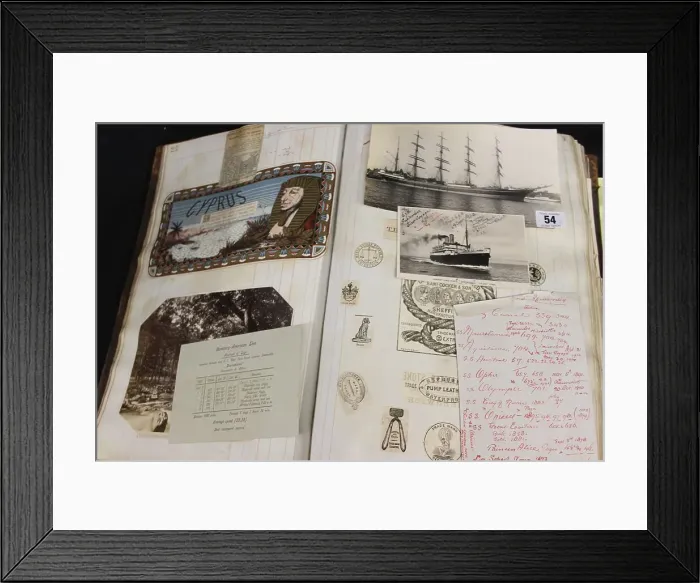 Framed Print : RMS Titanic - passenger's album of scraps Framed Print : RMS Titanic - passenger's album of scraps