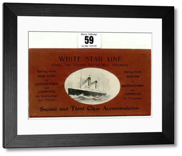 Framed Print : White Star Line, second and third class accommodation