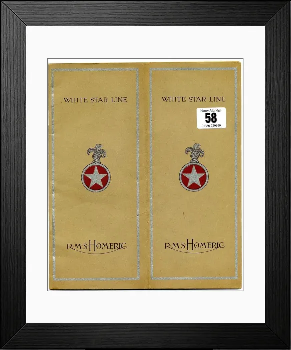 Framed Print : White Star Line, RMS Homeric, brochure cover Framed Print : White Star Line, RMS Homeric, brochure cover