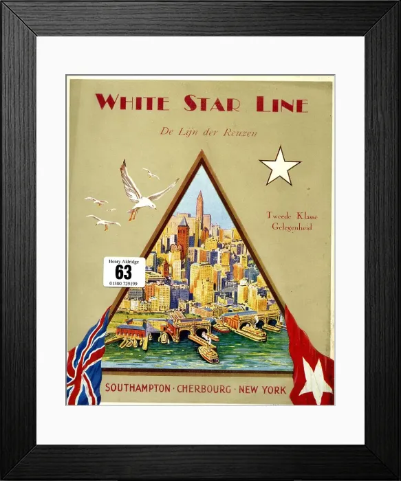 Framed Print : White Star Line, promotional artwork in Dutch
