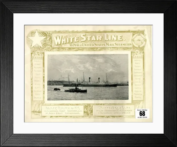 Framed Print : White Star Line, Royal and US Mail Steamers, cover design Framed Print : White Star Line, Royal and US Mail Steamers, cover design