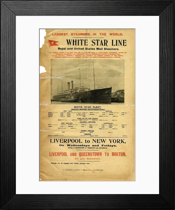Framed Print : White Star Line, Royal and US Mail Steamers Framed Print : White Star Line, Royal and US Mail Steamers
