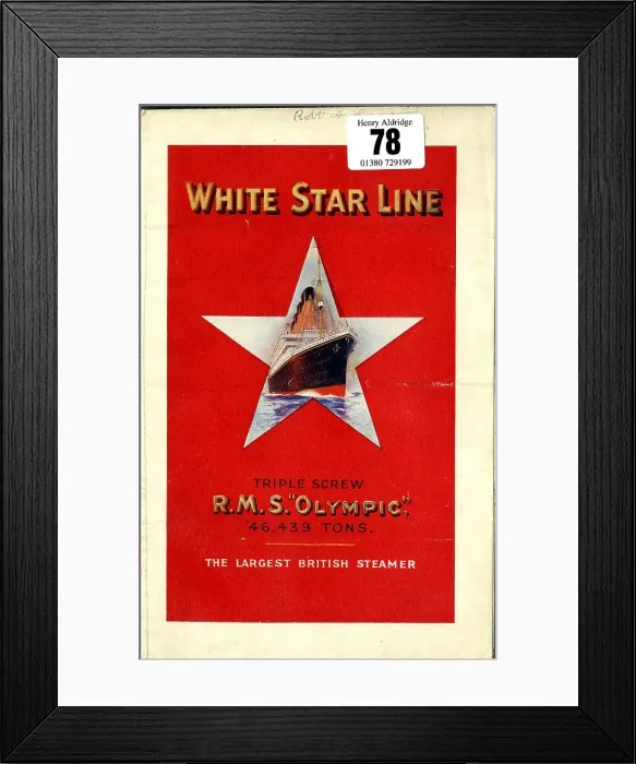 Framed Print : White Star Line, RMS Olympic, brochure cover design Framed Print : White Star Line, RMS Olympic, brochure cover design