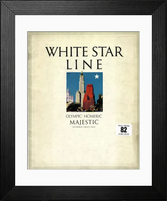 Framed Print : White Star Line, Olympic, Homeric, Majestic, cover design