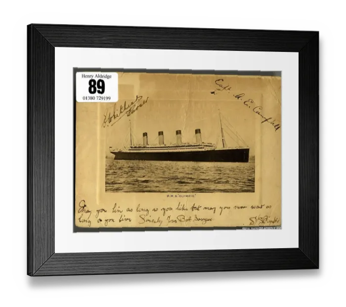 Framed Print : White Star Line, RMS Olympic, photo with handwriting Framed Print : White Star Line, RMS Olympic, photo with handwriting