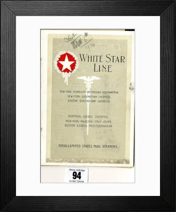 Framed Print : White Star Line, Royal & US Mail Steamers, foldover menu Framed Print : White Star Line, Royal & US Mail Steamers, foldover menu
