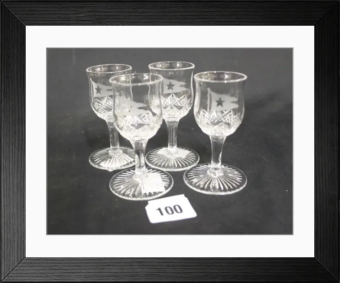 Framed Print : White Star Line - four First Class sherry glasses