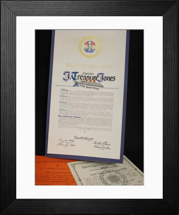 Framed Print : Captain John Treasure Jones Archive - certificates Framed Print : Captain John Treasure Jones Archive - certificates