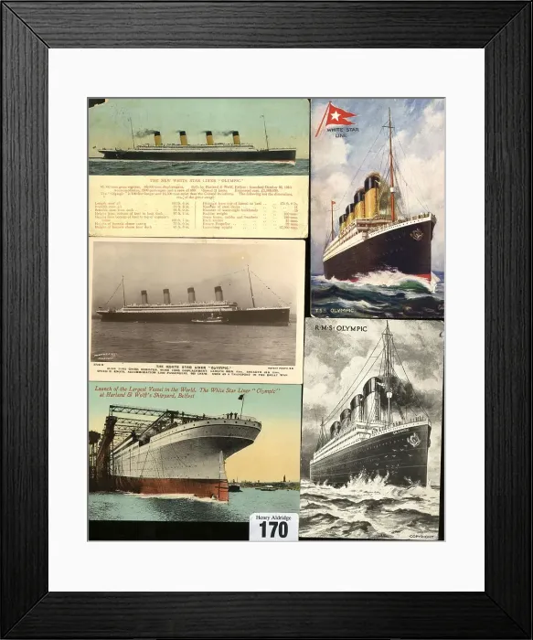 Framed Print : White Star Line, RMS Olympic, five postcards Framed Print : White Star Line, RMS Olympic, five postcards