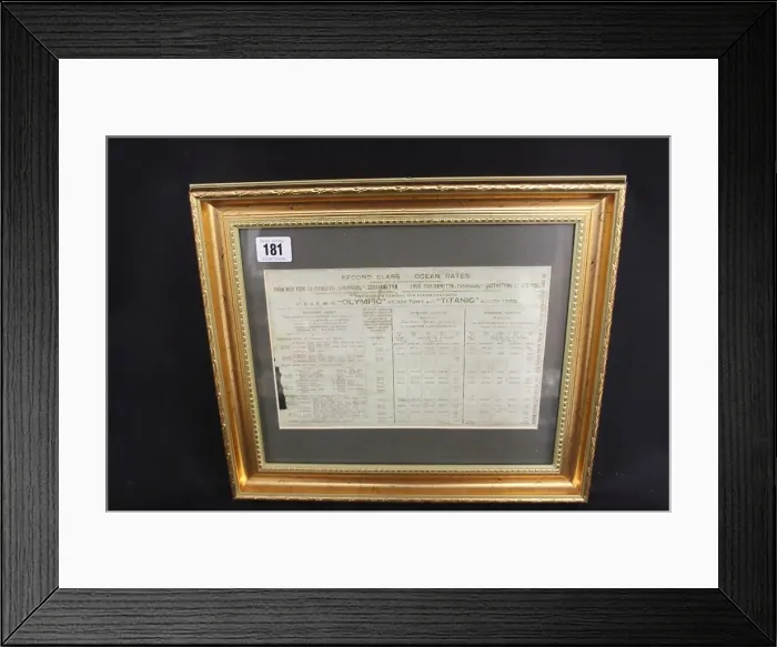 Framed Print : White Star Line, Olympic and Titanic, second class rates Framed Print : White Star Line, Olympic and Titanic, second class rates
