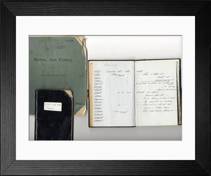 Framed Print : Charles Lightoller archive, three notebooks Framed Print : Charles Lightoller archive, three notebooks