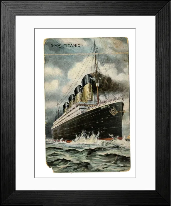 Framed Print : White Star Line, RMS Titanic - postcard Framed Print : White Star Line, RMS Titanic - postcard