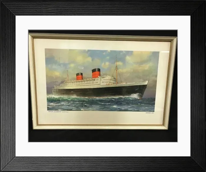 Framed Print : Cunard Liner, Queen Elizabeth Framed Print : Cunard Liner, Queen Elizabeth