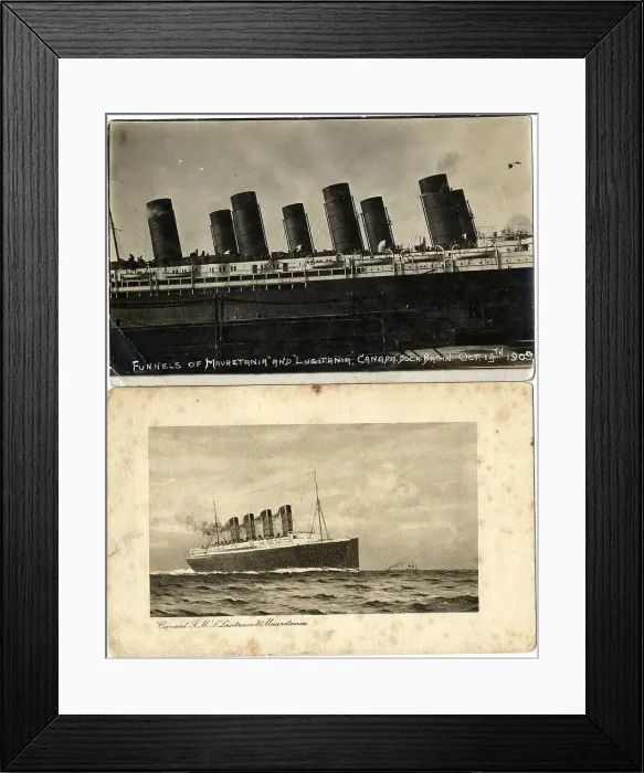 Framed Print : Cunard liners Mauretania and Lusitania - two items Framed Print : Cunard liners Mauretania and Lusitania - two items