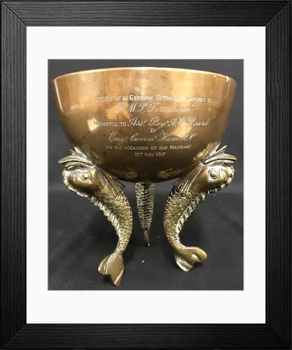 Framed Print : RMS Lusitania - bronze trench art, WW1 Framed Print : RMS Lusitania - bronze trench art, WW1