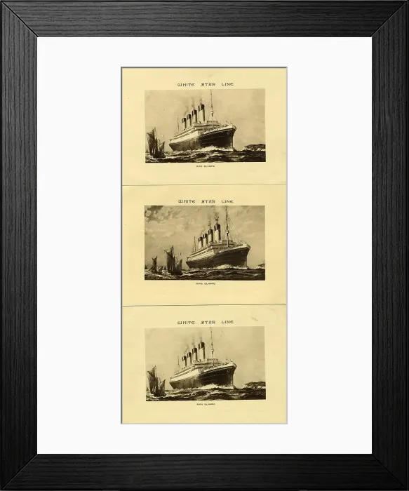 Framed Print : White Star Line, RMS Olympic, three voyage cards Framed Print : White Star Line, RMS Olympic, three voyage cards