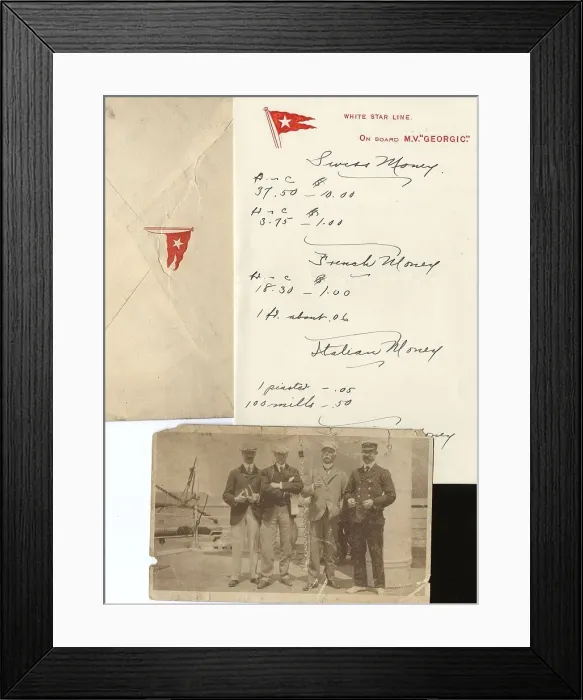 Framed Print : White Star Line, MV Georgic - stationery and photo Framed Print : White Star Line, MV Georgic - stationery and photo