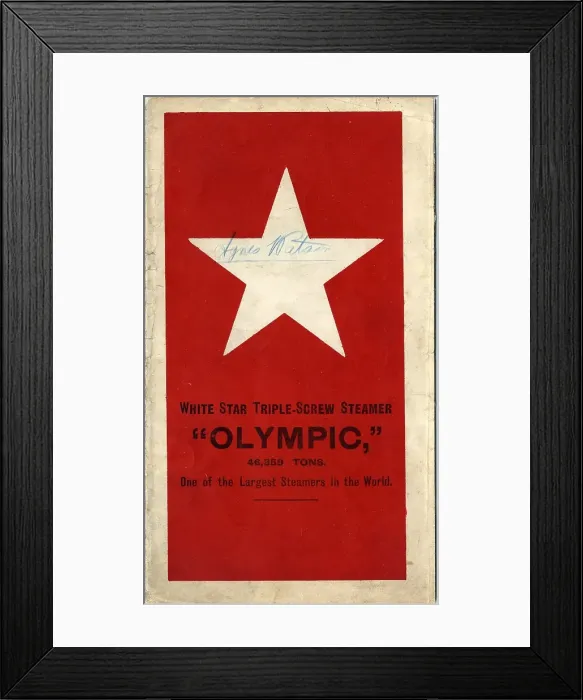 Framed Print : White Star Line, RMS Olympic, foldout leaflet Framed Print : White Star Line, RMS Olympic, foldout leaflet