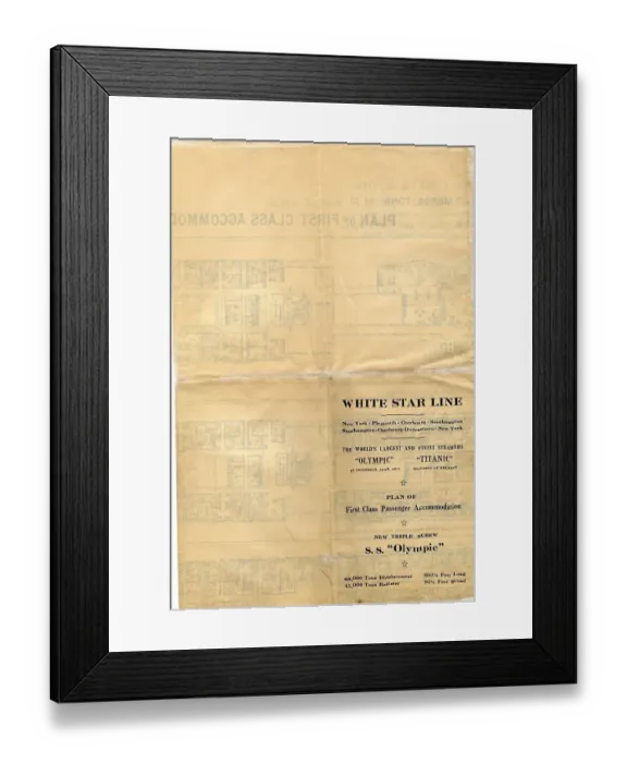 Framed Print : White Star Line, Olympic and Titanic, plan of accommodation Framed Print : White Star Line, Olympic and Titanic, plan of accommodation