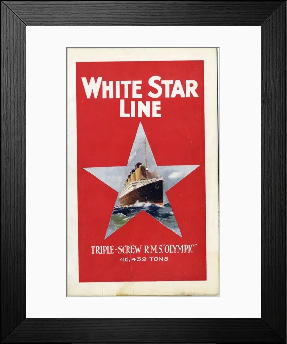 Framed Print : White Star Line, RMS Olympic, foldout leaflet Framed Print : White Star Line, RMS Olympic, foldout leaflet