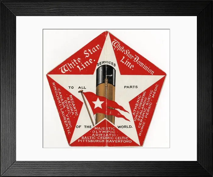 Framed Print : White Star Line - foldout promotional brochure Framed Print : White Star Line - foldout promotional brochure