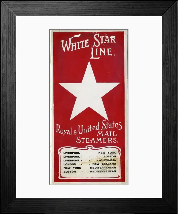 Framed Print : White Star Line, Royal & US Mail Steamers, brochure Framed Print : White Star Line, Royal & US Mail Steamers, brochure