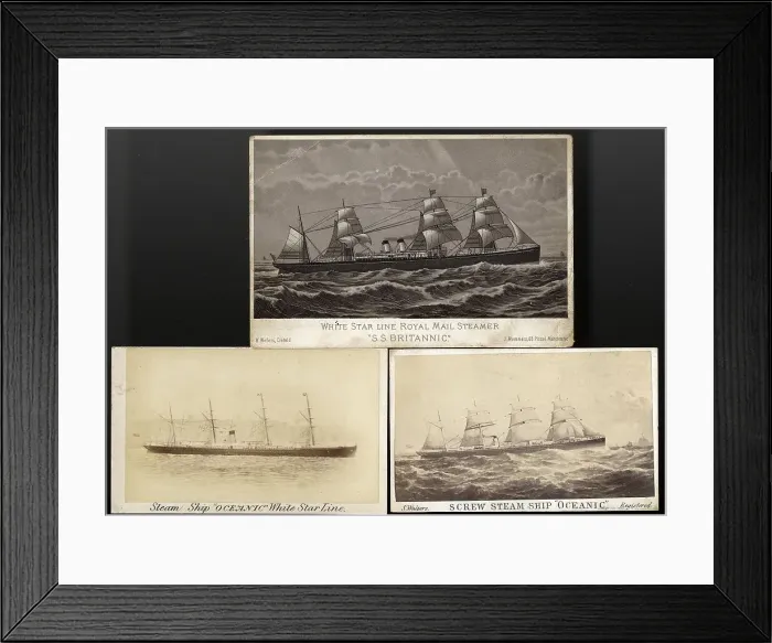 Framed Print : White Star Line, Oceanic and Britannic - three items Framed Print : White Star Line, Oceanic and Britannic - three items