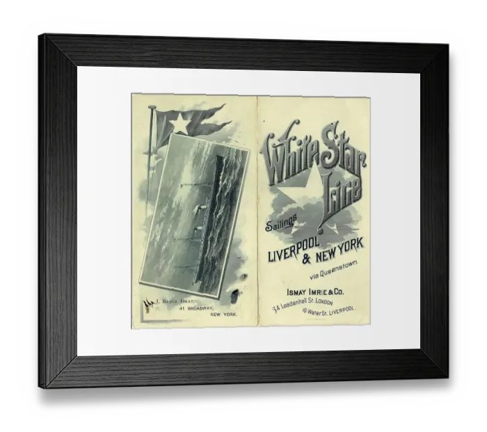 Framed Print : White Star Line, Sailings Liverpool & New York Framed Print : White Star Line, Sailings Liverpool & New York