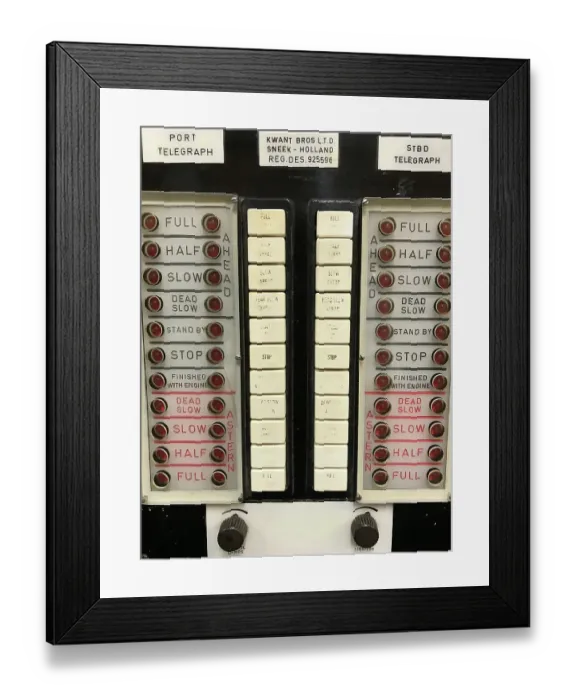 Framed Print : Cunard Line, QE2 - bridge telegraph Framed Print : Cunard Line, QE2 - bridge telegraph