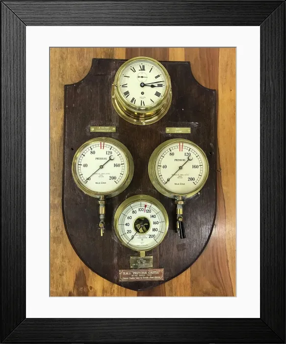 Framed Print : Union Castle Line, RMS Pretoria Castle - instruments Framed Print : Union Castle Line, RMS Pretoria Castle - instruments