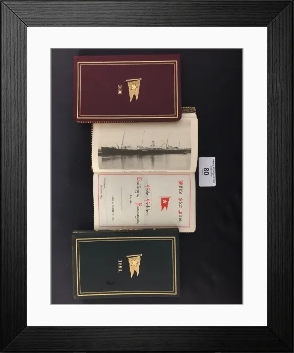 Framed Print : White Star Line - three pocket books Framed Print : White Star Line - three pocket books