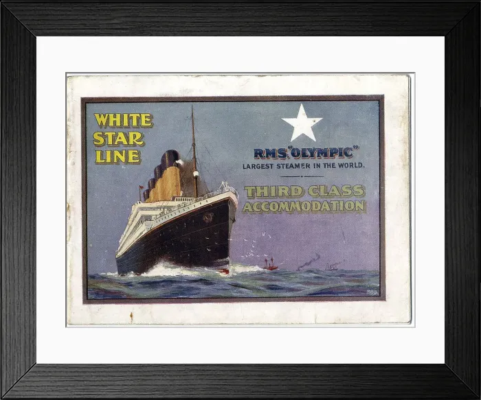 Framed Print : White Star Line, RMS Olympic, brochure cover design Framed Print : White Star Line, RMS Olympic, brochure cover design