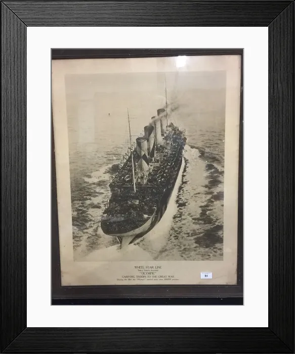 Framed Print : White Star Line, RMS Olympic, carrying troops, WW1 Framed Print : White Star Line, RMS Olympic, carrying troops, WW1