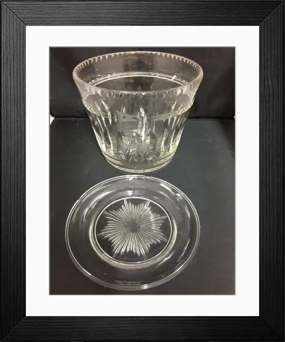 Framed Print : White Star Line - crystal ice bucket and glass side plate Framed Print : White Star Line - crystal ice bucket and glass side plate