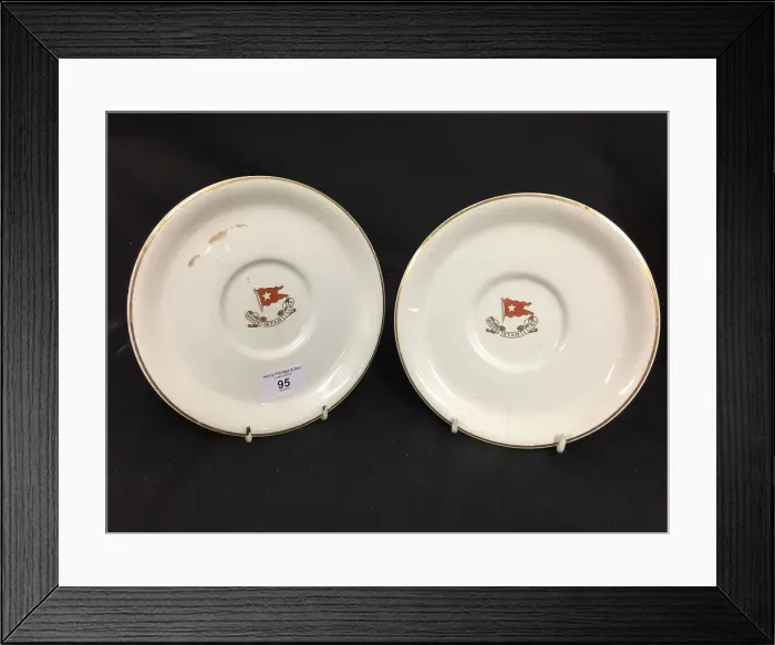 Framed Print : White Star Line - two bouillon plates with logo Framed Print : White Star Line - two bouillon plates with logo