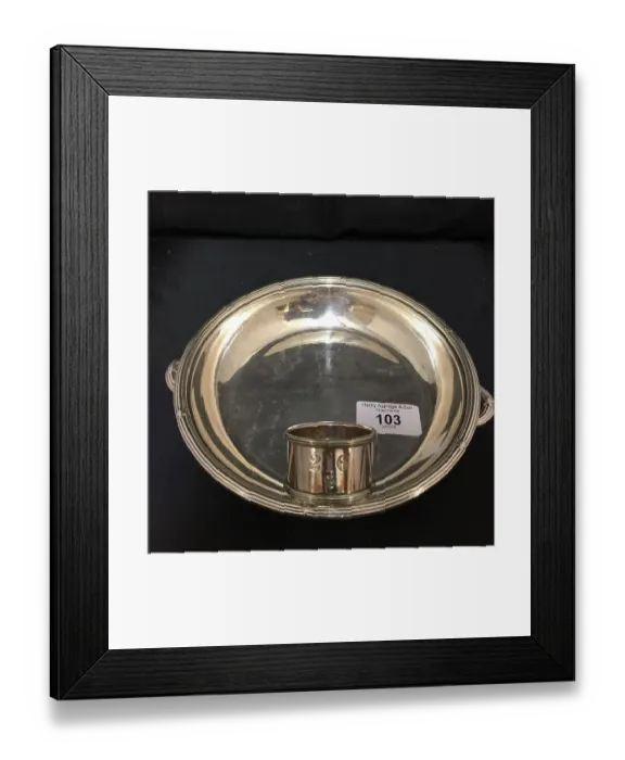 Framed Print : White Star Line - serving tureen lid and napkin ring Framed Print : White Star Line - serving tureen lid and napkin ring