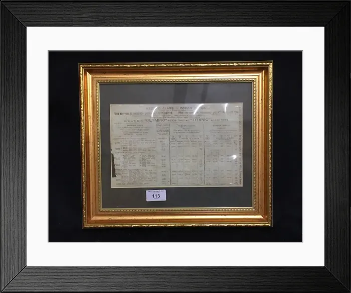 Framed Print : White Star Line, Olympic and Titanic cabin prices Framed Print : White Star Line, Olympic and Titanic cabin prices