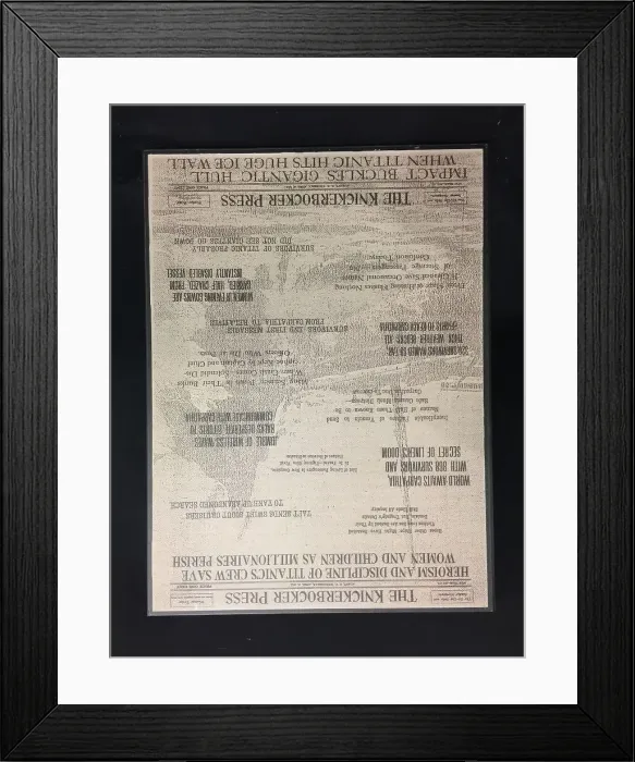 Framed Print : RMS Titanic - page from The Knickerbocker Press Framed Print : RMS Titanic - page from The Knickerbocker Press