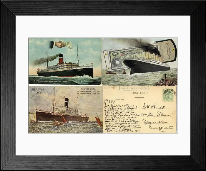 Framed Print : Ocean Liners - four postcards Framed Print : Ocean Liners - four postcards