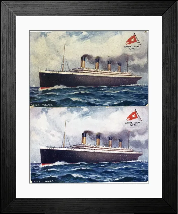 Framed Print : White Star Line, RMS Titanic - two postcards Framed Print : White Star Line, RMS Titanic - two postcards