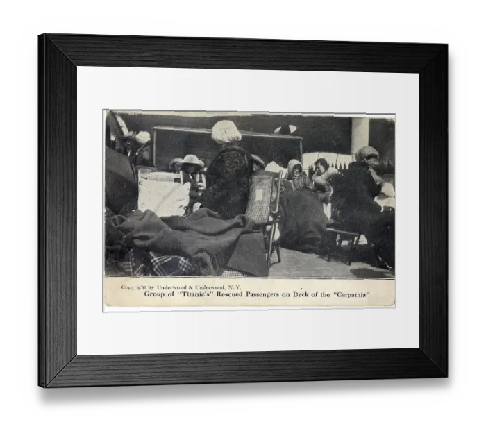 Framed Print : RMS Titanic - rescued passengers on deck of Carpathia Framed Print : RMS Titanic - rescued passengers on deck of Carpathia