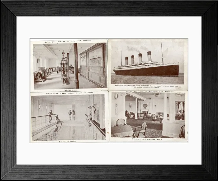 Framed Print : White Star Line, RMS Titanic - four postcards Framed Print : White Star Line, RMS Titanic - four postcards